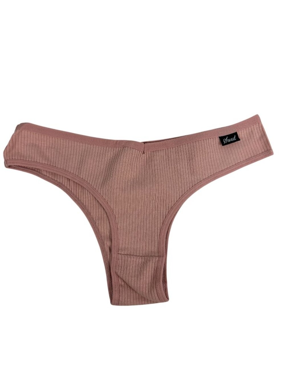 Ribbed Pink Thong Panties Sweet Brand Size L Polyamide/Elastane Blend New